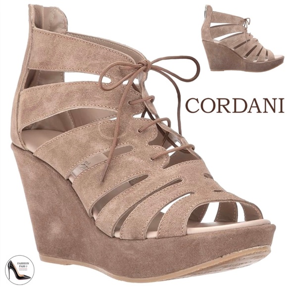 Cordani Rally Platform Sandal CROSTA TAUPE Beige Tan Gray Leather Suede Wedge 41 - Picture 1 of 13